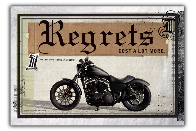 Harley-Davidson Dark Custom — Regrets Cost a Lot More print ad