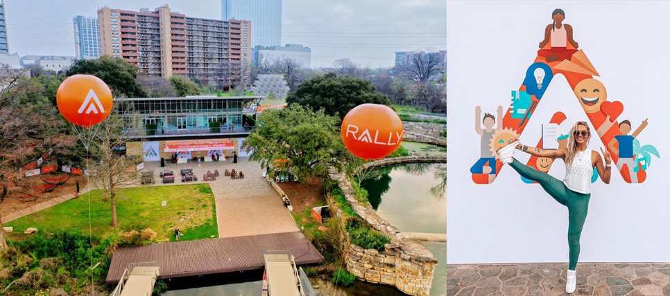 Rally Health SXSW — aerial view and brand mural